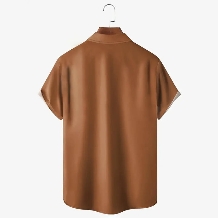 Men's Creative Unique Print Button Up Lapel Shirt