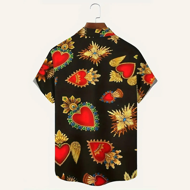 Men's Cartoon Pattern Print Short Sleeve Shirt