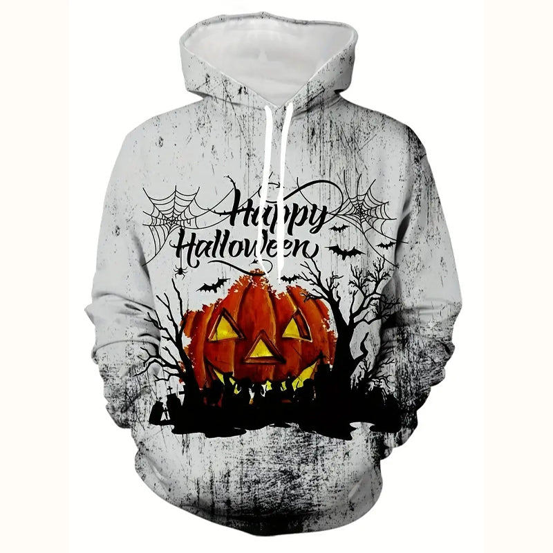 Men's Halloween Style Horror Pumpkin Head Print Hoodie