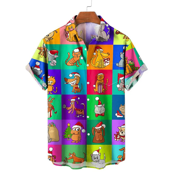 Men's Fashion Casual Cartoon Character Print Shirt