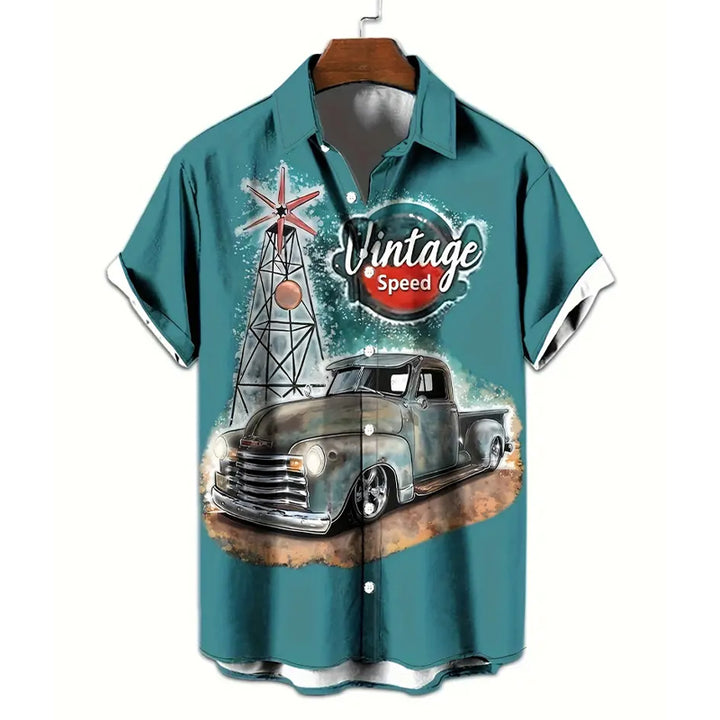 Men's Car Art Print Short-sleeved Shirt