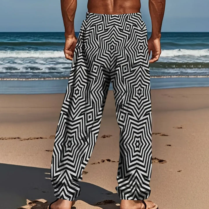 Men's Geometric 3D Print Drawstring Waist Pants