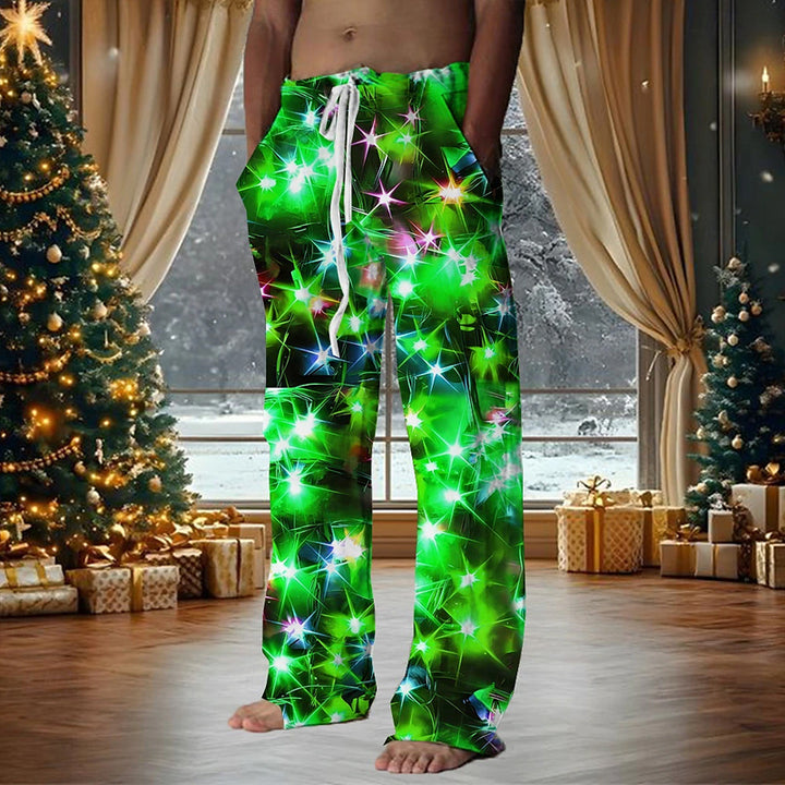 Men's Christmas Sparkly Glittery Drawstring Elastic Waist Pants