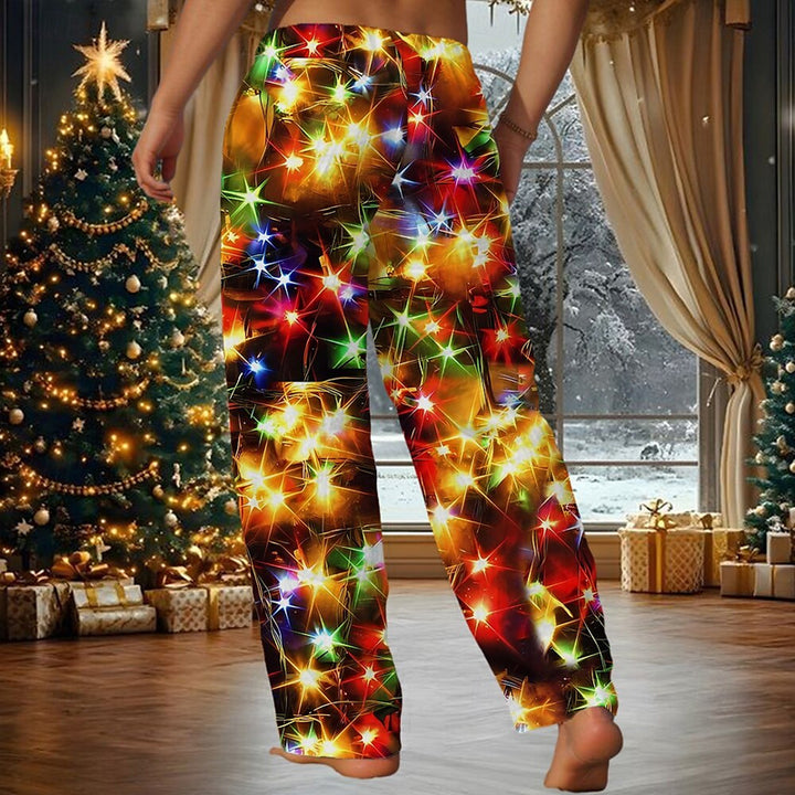 Men's Christmas Sparkly Glittery Drawstring Elastic Waist Pants