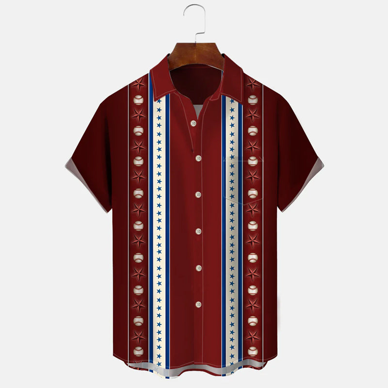 Five-pointed Star Button Casual 50S Short Sleeve Shirt