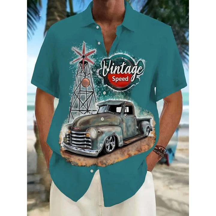 Men's Car Art Print Short-sleeved Shirt