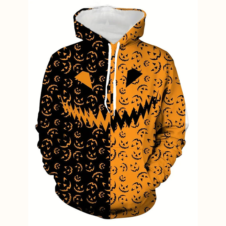 Men's Halloween Style Horror Pumpkin Head Print Hoodie