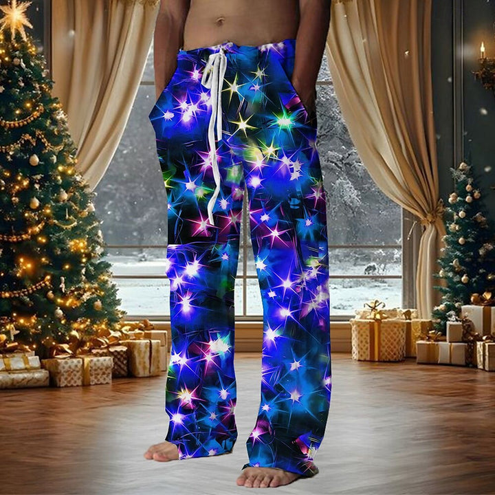 Men's Christmas Sparkly Glittery Drawstring Elastic Waist Pants