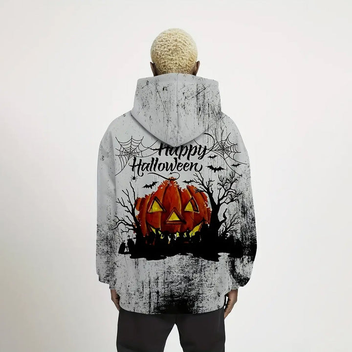 Men's Halloween Style Horror Pumpkin Head Print Hoodie