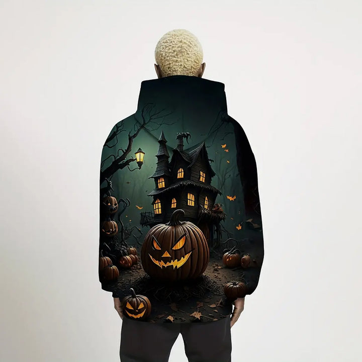 Men's Halloween Style Horror Pumpkin Head Print Hoodie