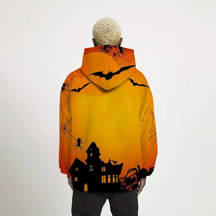 Men's Halloween Style Horror Pumpkin Head Print Hoodie