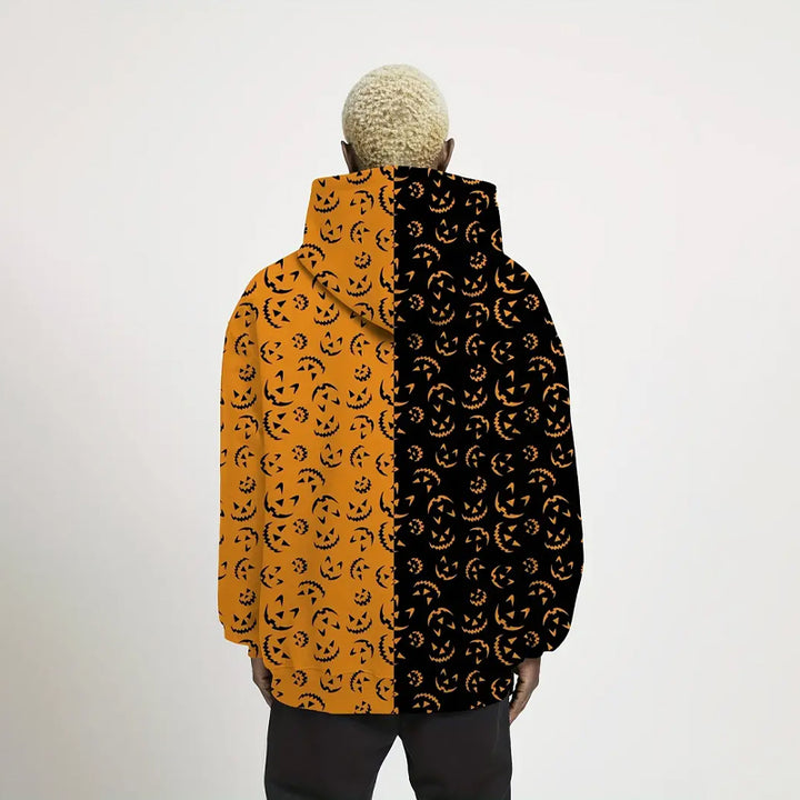 Men's Halloween Style Horror Pumpkin Head Print Hoodie