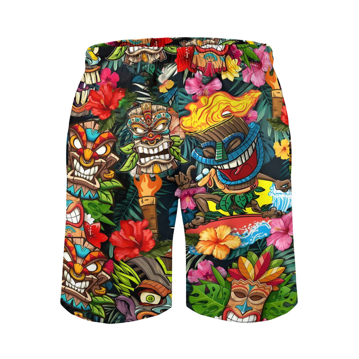 Men's Quick-Drying Multi-Color Tiki Art Print Shorts 2409004353