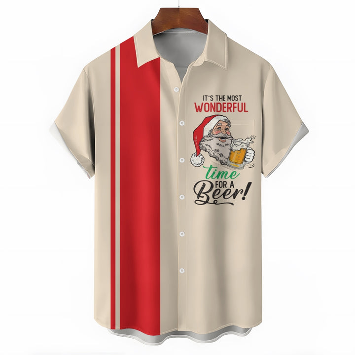 Christmas Beer Chest Pocket Short Sleeved Shirt 2310000254