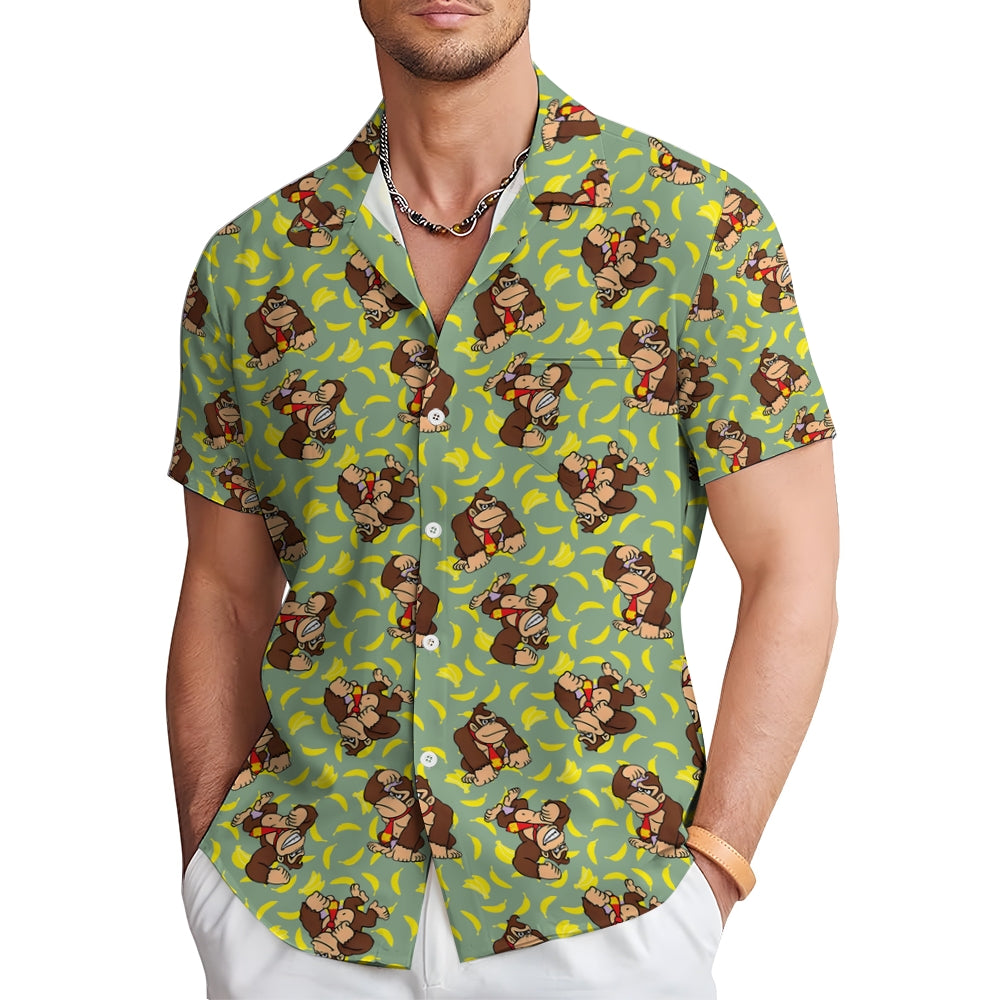 Mens Fashionable Monkey Print Shirt 2409003489