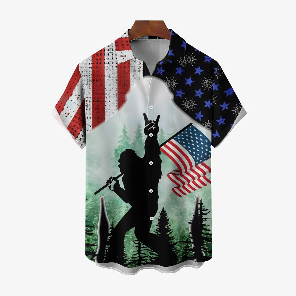 Savage Bigfoot Print Oversized Short Sleeve Shirt 2409001875