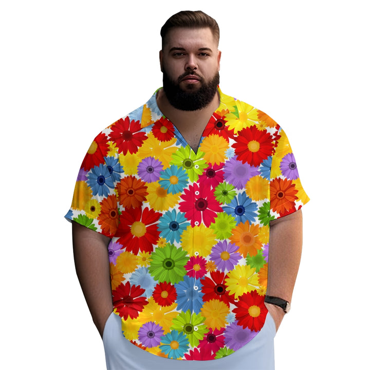 Colorful Floral Chest Pocket Short Sleeved Shirt 2310000420