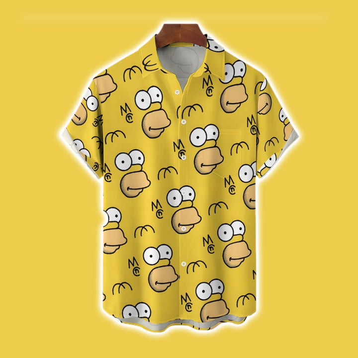 Yellow Cartoon Character Cartoon Costume Printing Short Sleeve Shirt 2401000204