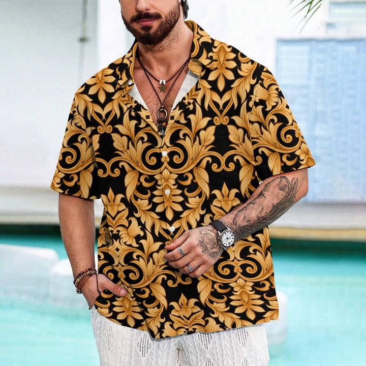 Men's Baroque Art Pattern Casual Short Sleeve Shirt 2403000245