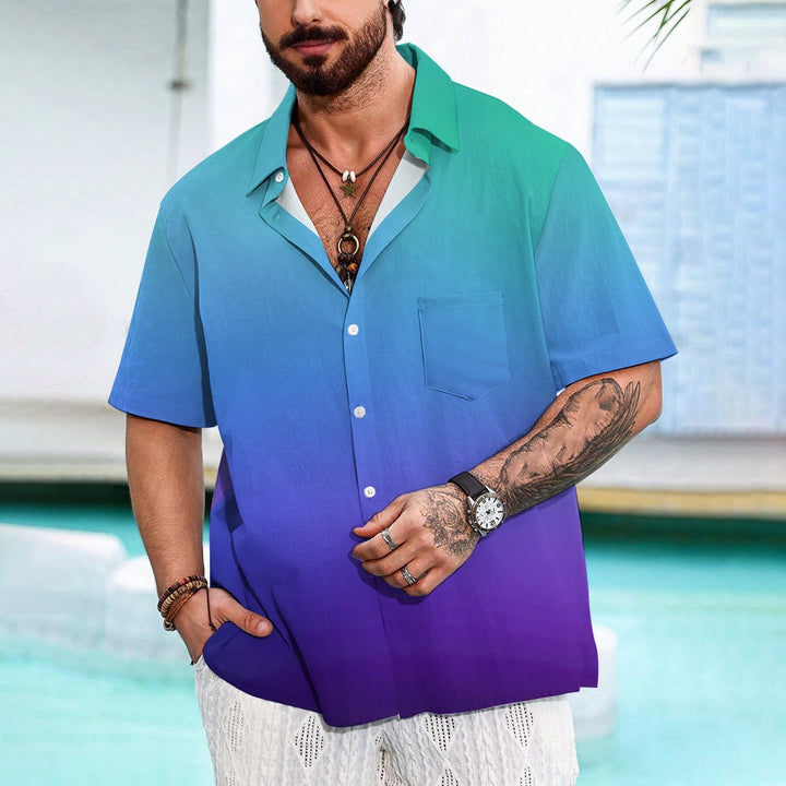 Men's Gradient Casual Short Sleeve Shirt 2403000193