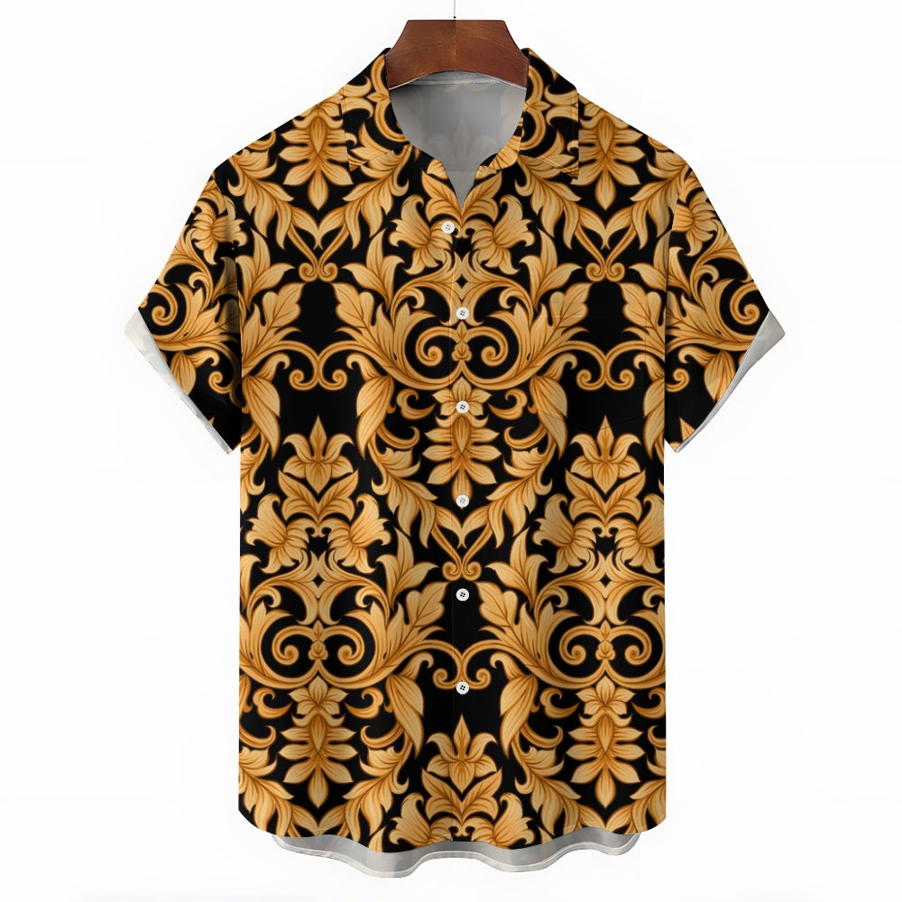 Men's Baroque Art Pattern Casual Short Sleeve Shirt 2403000245