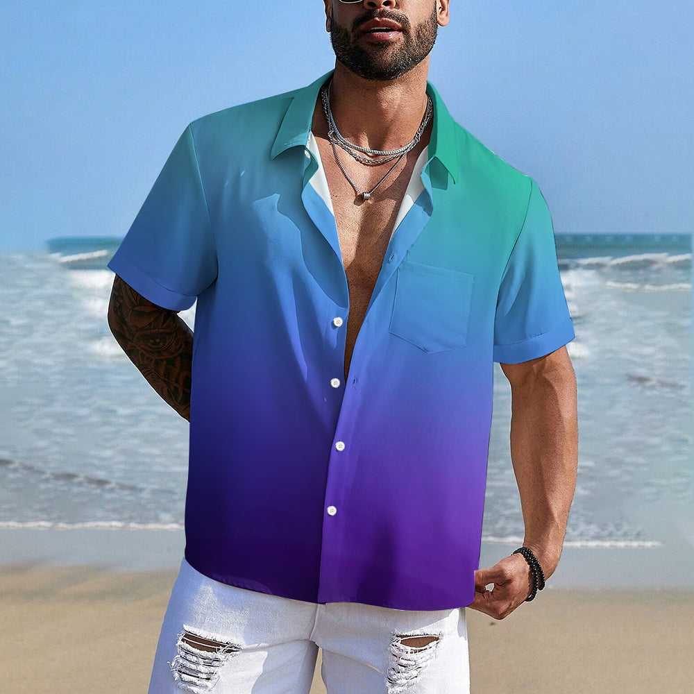 Men's Gradient Casual Short Sleeve Shirt 2403000193