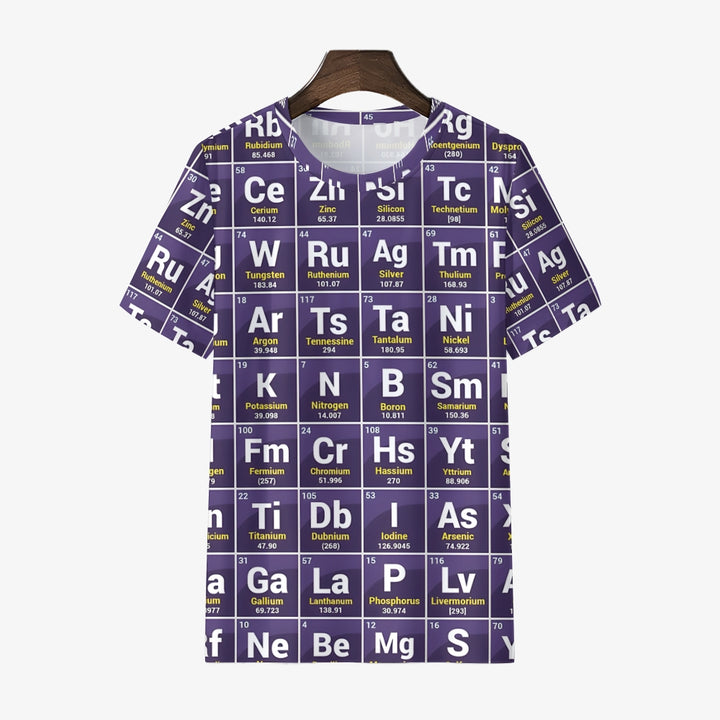 Men's periodic table printed short-sleeved T-shirt 2409004936