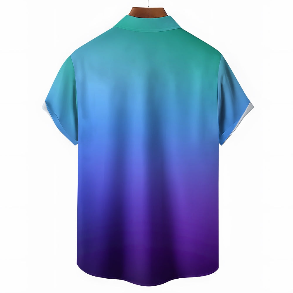 Men's Gradient Casual Short Sleeve Shirt 2403000193