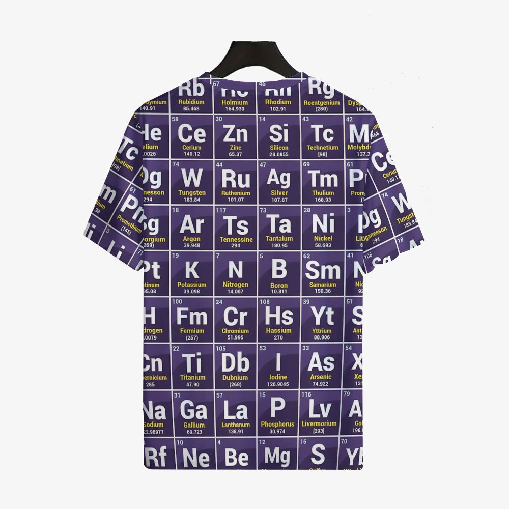 Men's periodic table printed short-sleeved T-shirt 2409004936