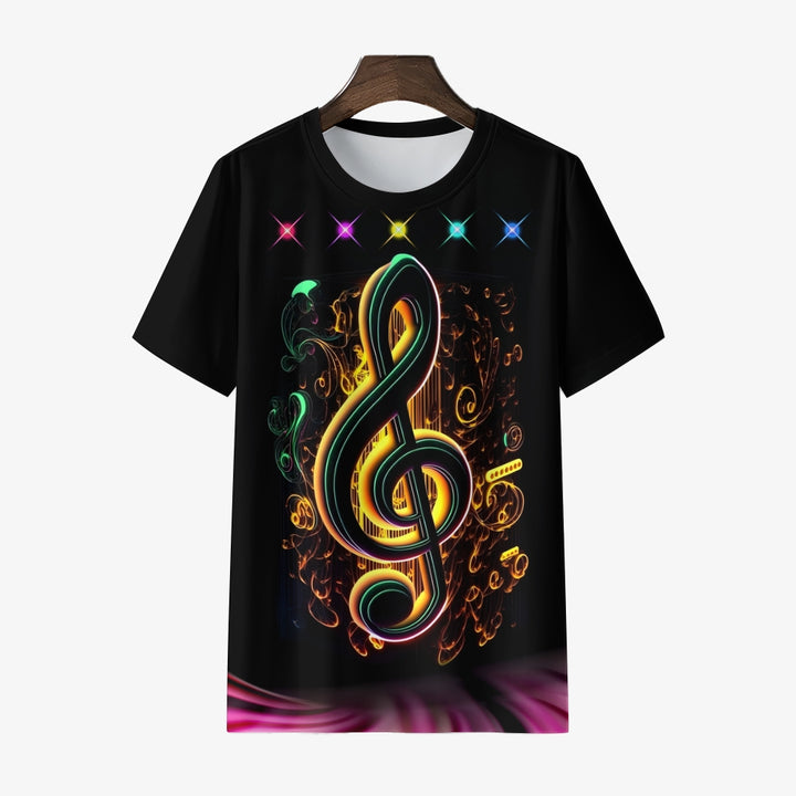 Plus Size Mens Vibrant 3D Music Note DesignGraphic Print T-shirt 2409004950