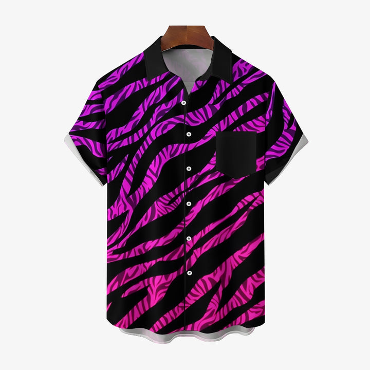 Abstract Men's Pocket Short Sleeve Shirts 2409000329