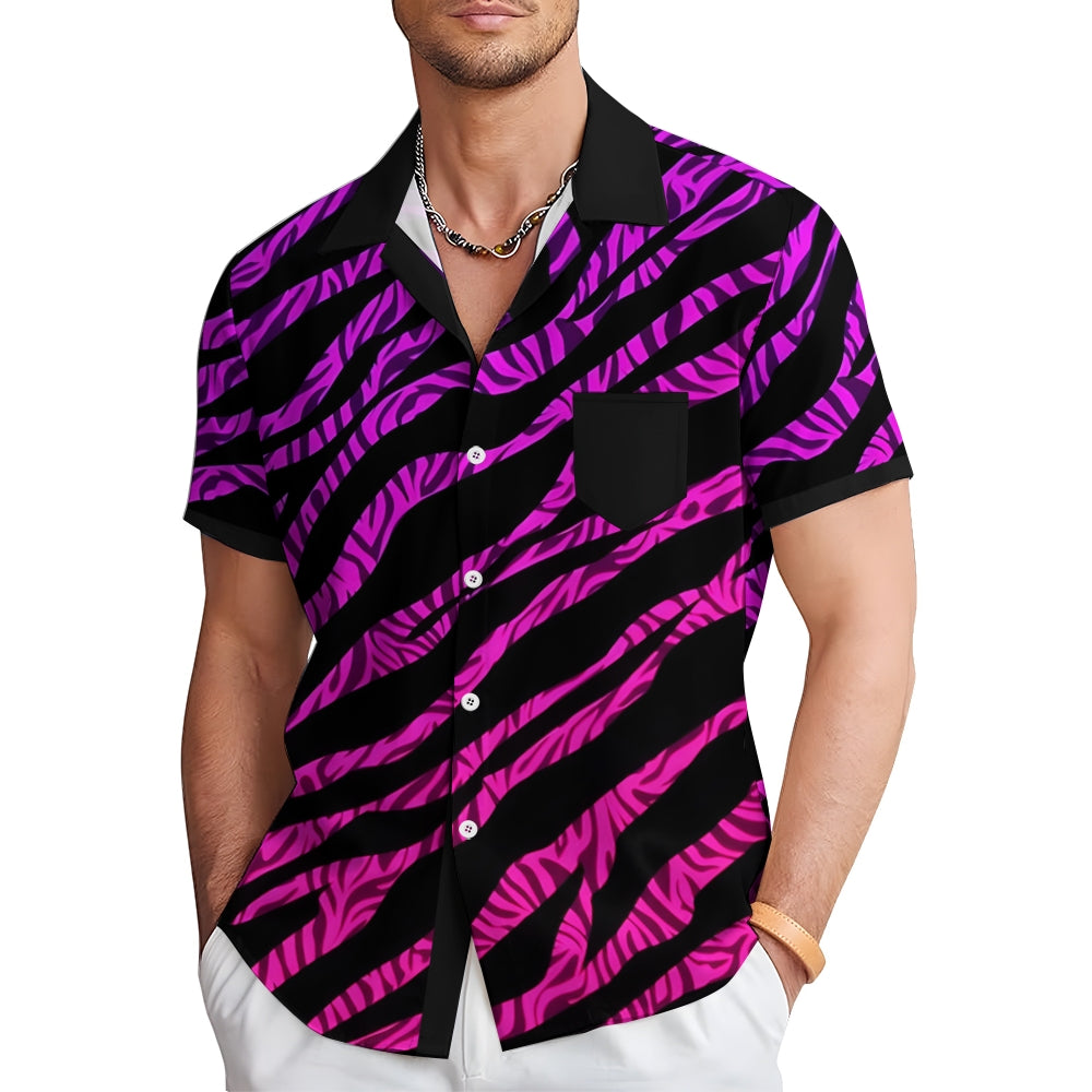 Abstract Men's Pocket Short Sleeve Shirts 2409000329