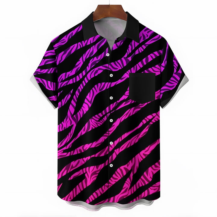 Abstract Men's Pocket Short Sleeve Shirts 2409000329