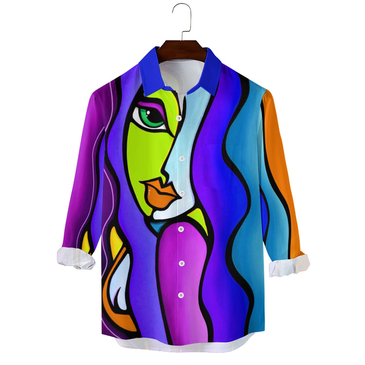 Men's Abstract Turndown Rainbow 3D Print Shirt