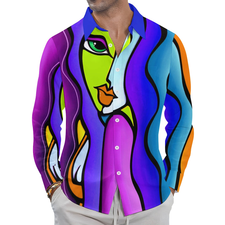 Men's Abstract Turndown Rainbow 3D Print Shirt