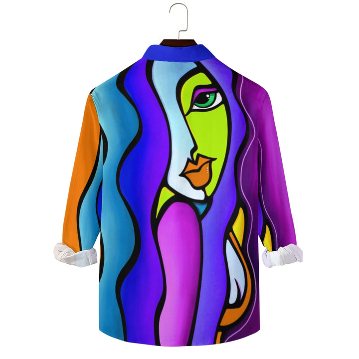 Men's Abstract Turndown Rainbow 3D Print Shirt