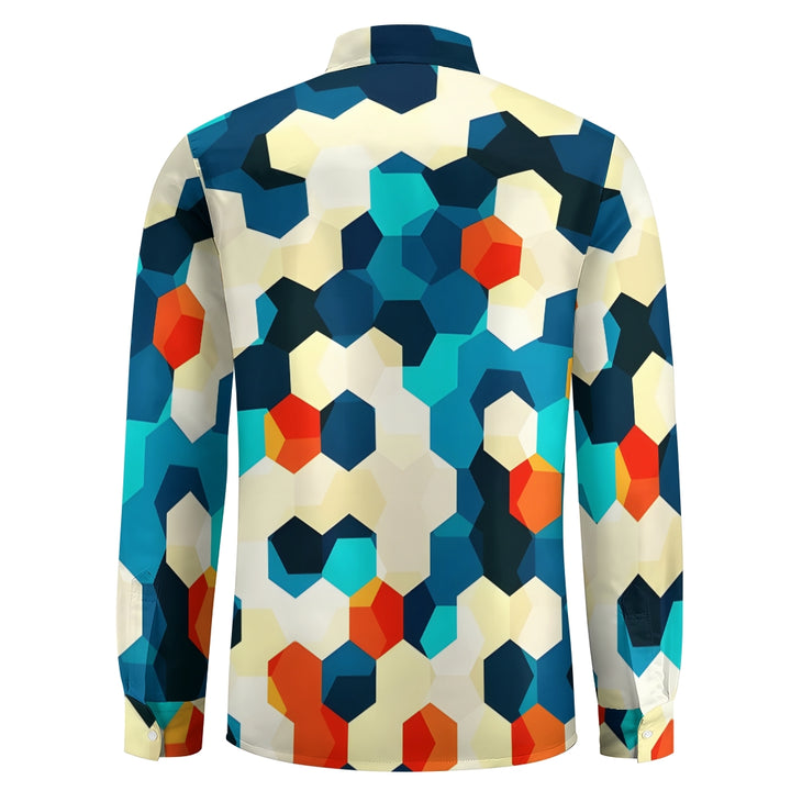 Men's Vintage Geometric Print Long Sleeve Shirt 2409000403