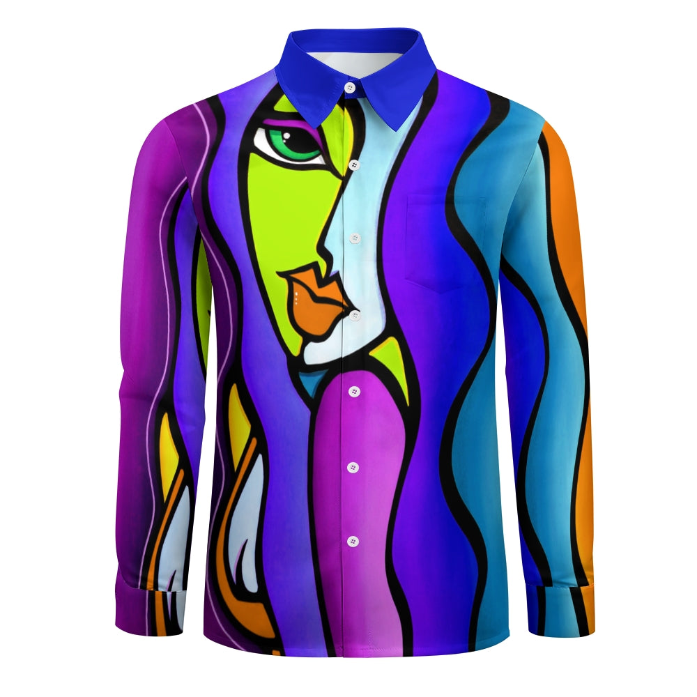 Men's Abstract Turndown Rainbow 3D Print Shirt