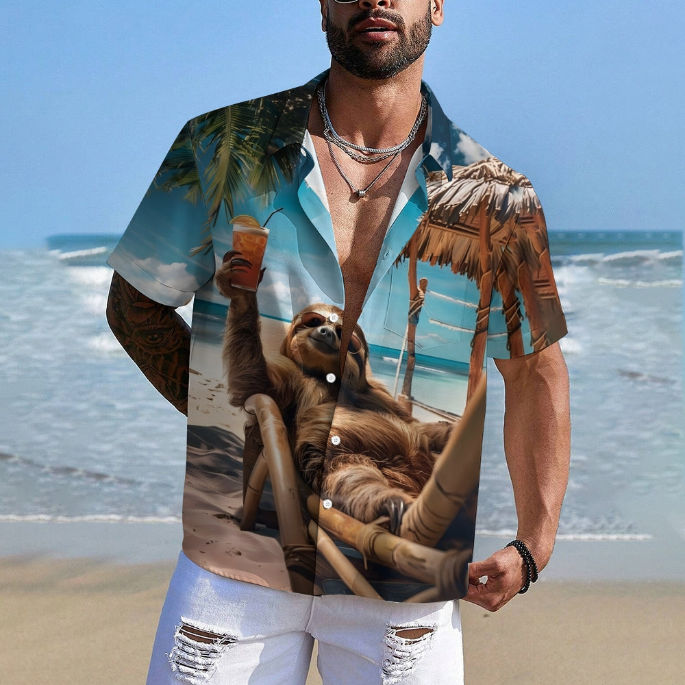 Men's Hawaiian beach print shirt 2409000393