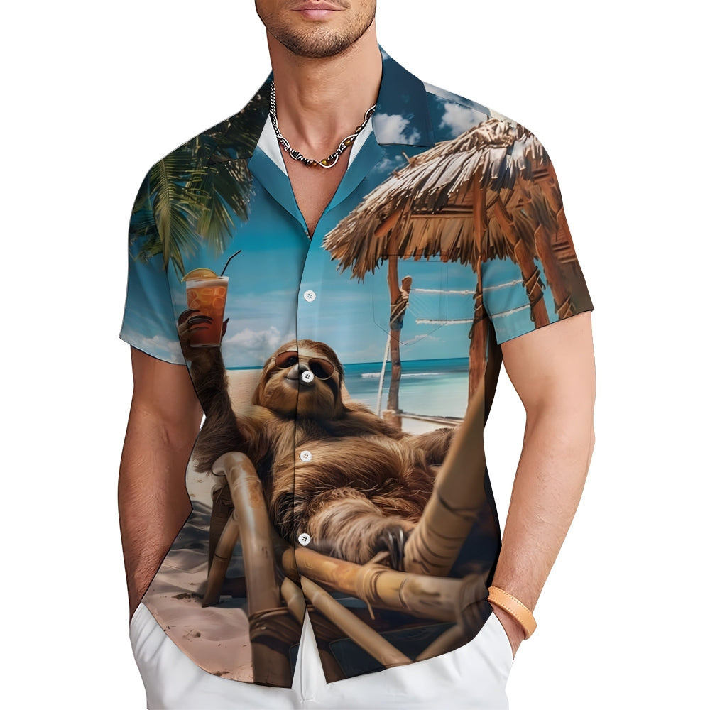 Men's Hawaiian beach print shirt 2409000393