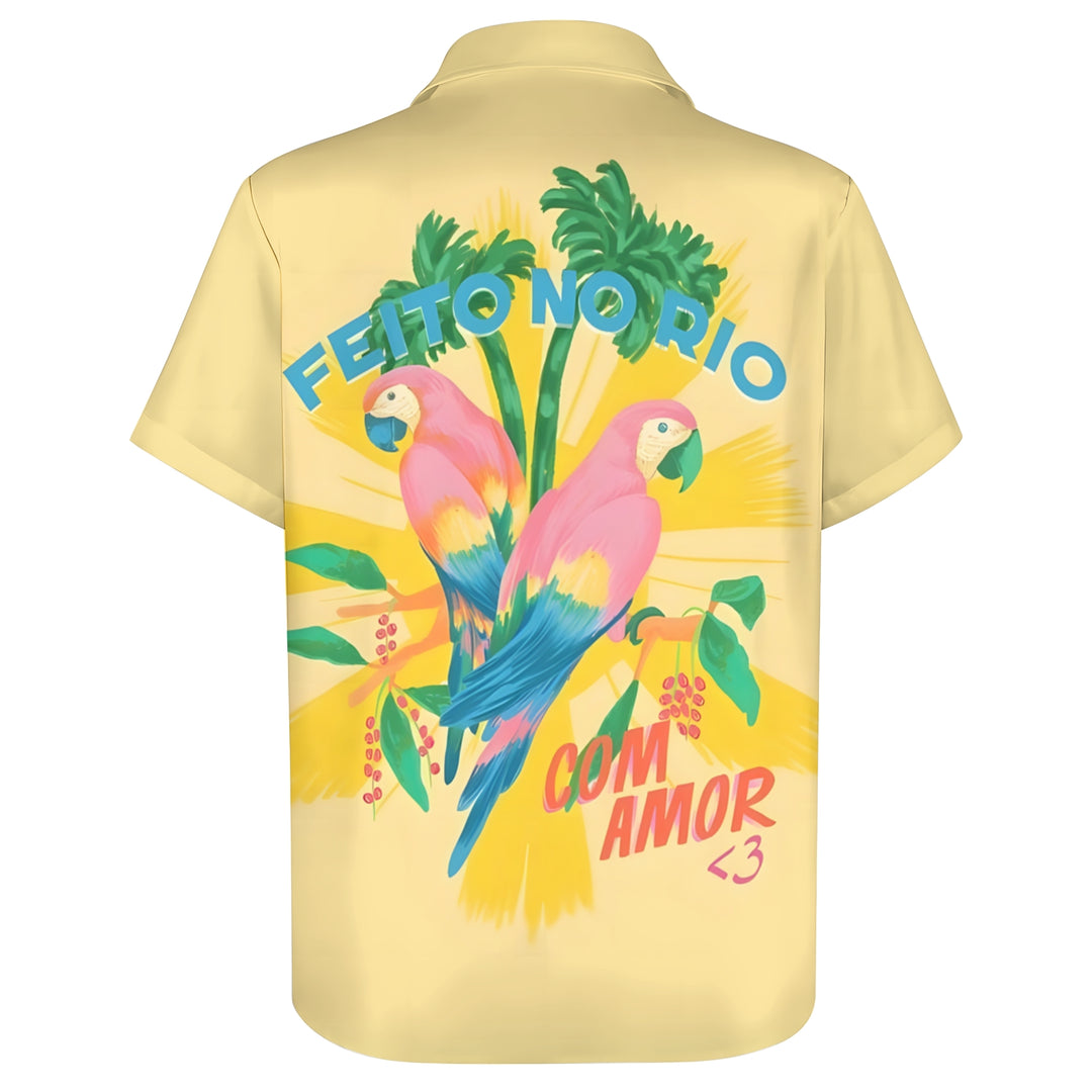 Men's Hawaiian Parrot Casual Short Sleeve Shirt 2404001706