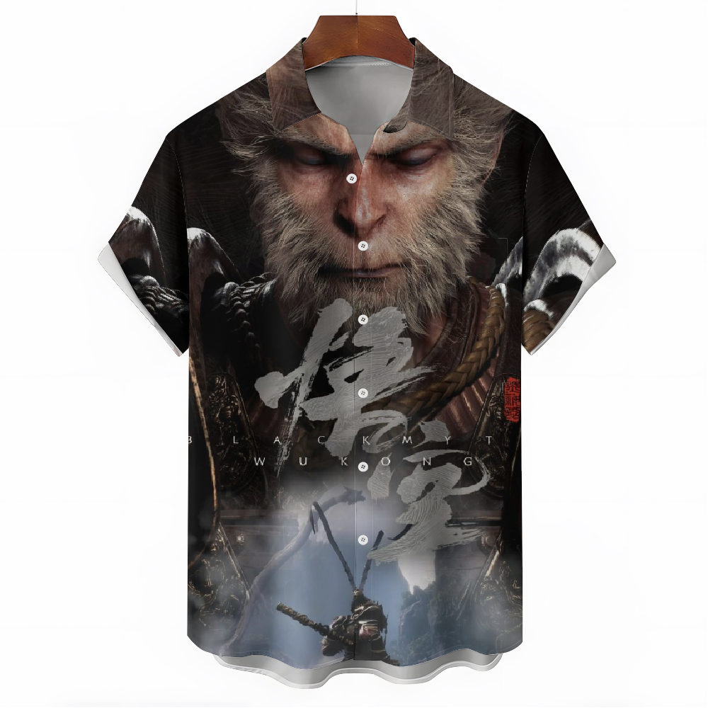 Black Myth Wukong Game Monkey Print Short-Sleeved Shirt