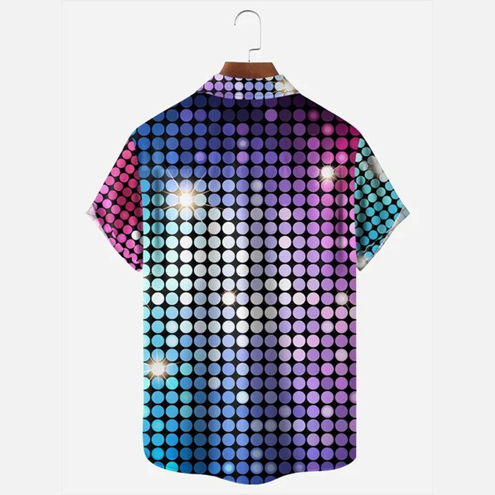 Mens Classic Retro Vintage Disco Short Sleeve Shirt