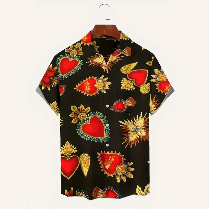 Men's Cartoon Pattern Print Short Sleeve Shirt