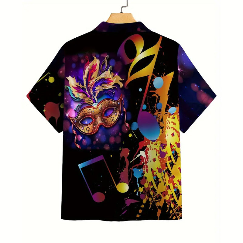 Men's Mardi Gras Graphic Print Short Sleeve Shirt