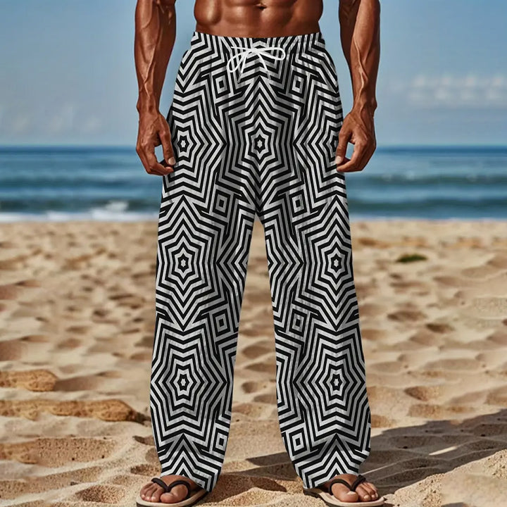 Men's Geometric 3D Print Drawstring Waist Pants