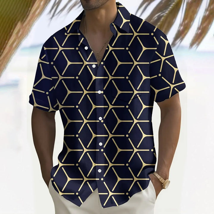 Men's Geometric Print Short-sleeved Shirt