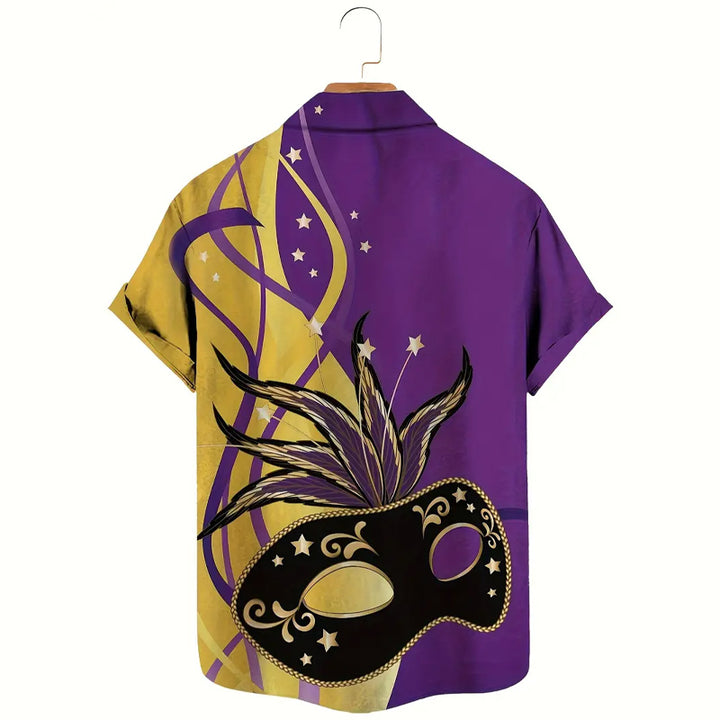 Men's Party Mask Graphic Print Short Sleeve Shirt