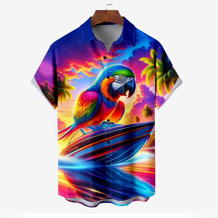 Hawaii Parrot Surf Chest Pocket Shirt
