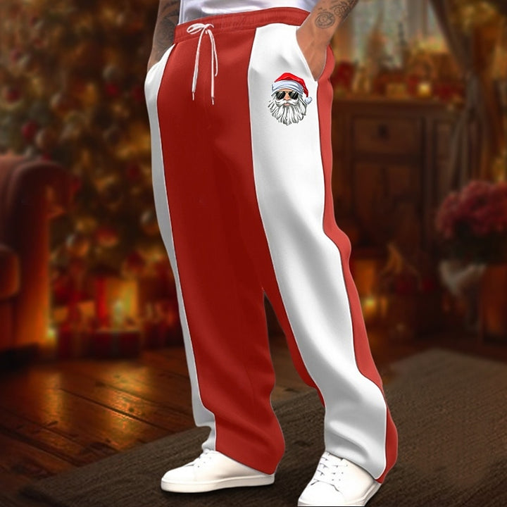 Men's Christmas Color Block Santa Claus Pants